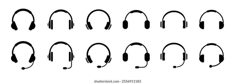 Headphone icon set. Headset icon symbols. Headphones icon collection. Headphone sign and symbol