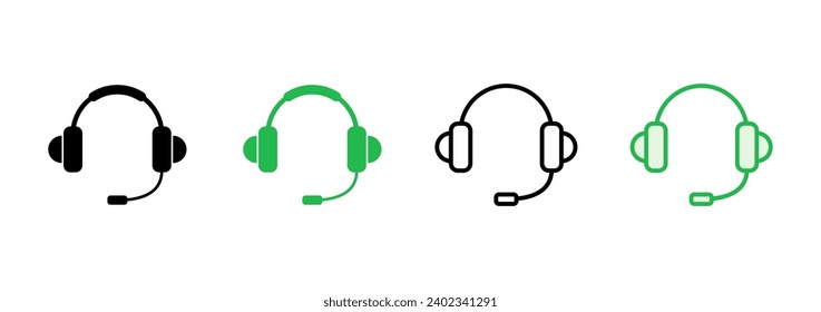 Headphone icon set. Headvector icon symbols