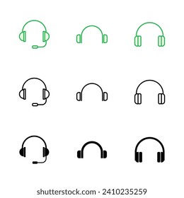 Headphone icon set. Headvector icon symbols