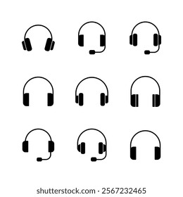 Headphone icon set. Headvector icon symbols