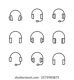 Headphone icon set. Headvector icon symbols