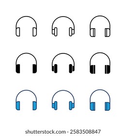 Headphone icon set. Headvector icon symbols