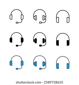 Headphone icon set. Headvector icon symbols