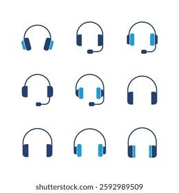 Headphone icon set. Headvector icon symbols