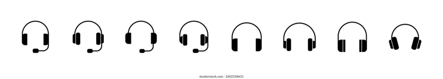 Headphone icon set. Headvector icon symbols