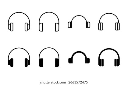 Conjunto de iconos de auriculares. Símbolos de icono de Headvector