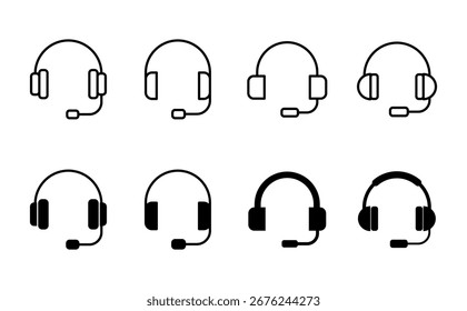 Conjunto de iconos de auriculares. Símbolos de icono de Headvector