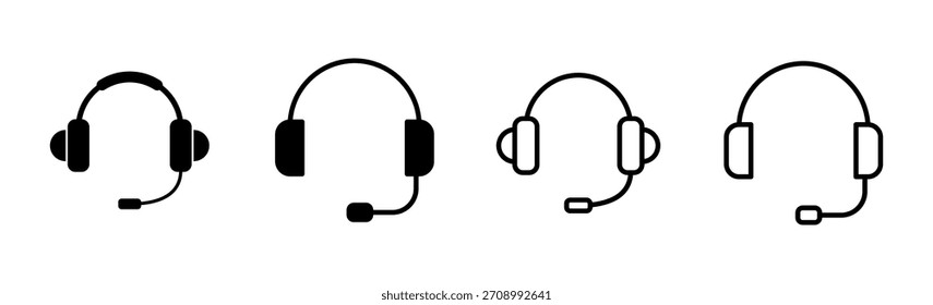 Conjunto de iconos de auriculares. Símbolos de icono de Headvector