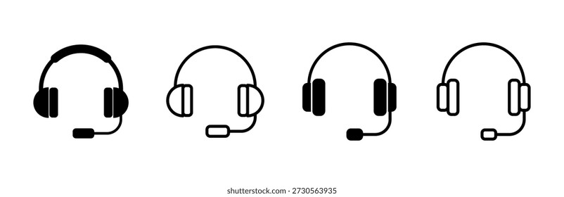Conjunto de iconos de auriculares. Símbolos de icono de vector de cabeza