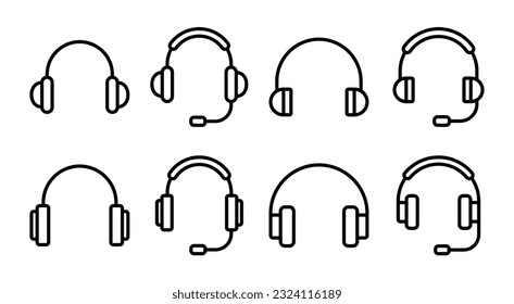 Headphone icon set illustration. Headphone sign and symbol