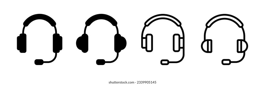 Headphone icon set illustration. Headphone sign and symbol