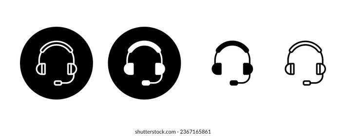 Headphone icon set illustration. Headphone sign and symbol