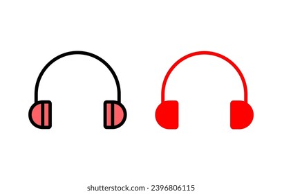 Headphone icon set illustration. Headphone sign and symbol