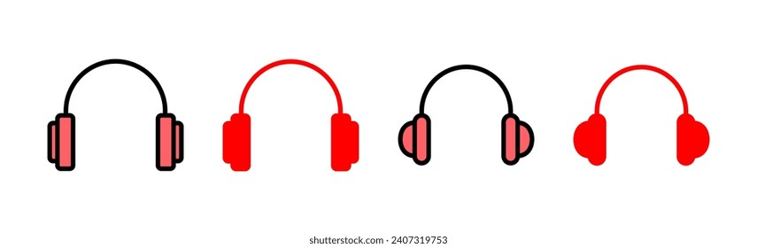 Headphone icon set illustration. Headphone sign and symbol