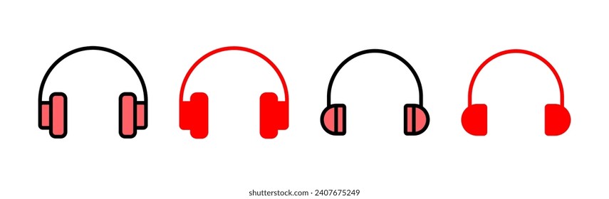 Headphone icon set illustration. Headphone sign and symbol