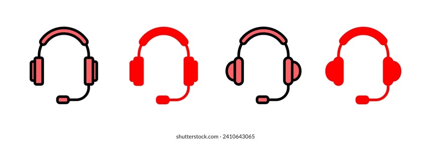 Headphone icon set illustration. Headphone sign and symbol