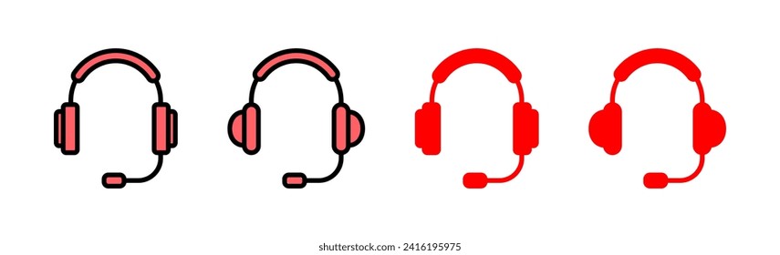 Headphone icon set illustration. Headphone sign and symbol