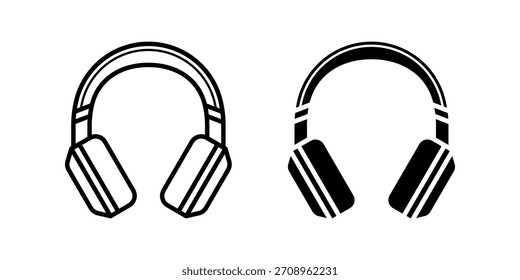 Headphone icon set. for mobile concept and web design on white background