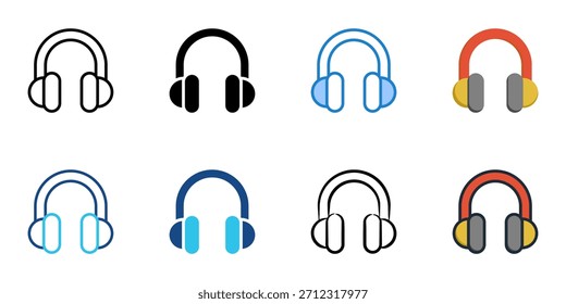Conjunto de iconos de auriculares colección de Vector de estilo múltiple. Trazo editable 
