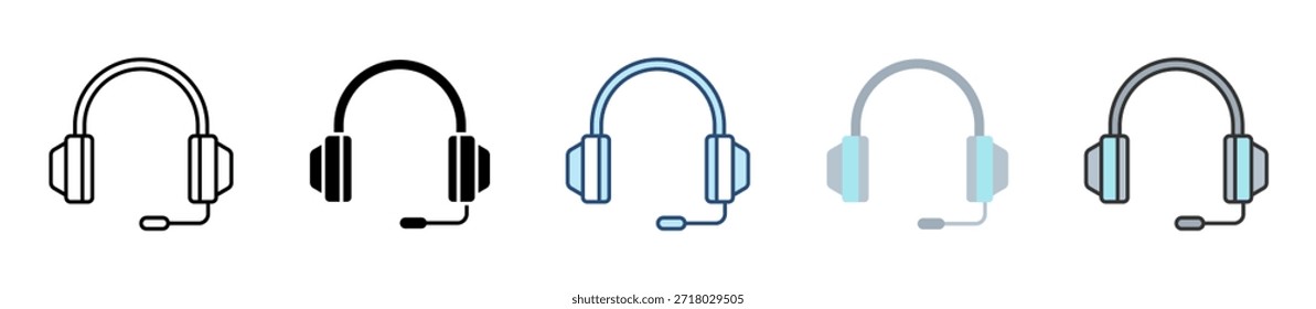Conjunto de iconos de auriculares Colección de estilo múltiple