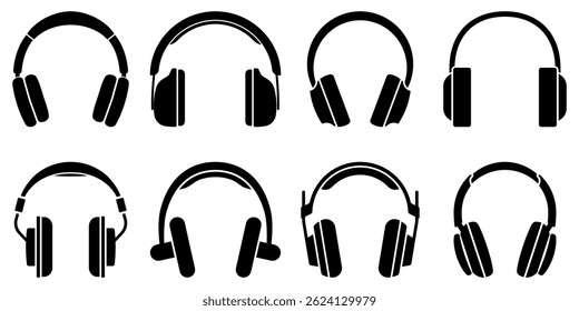 Headphone icon set. Music headphones. Vector illustration.
