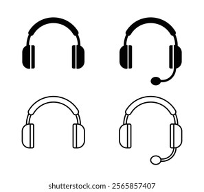 headphone icon set. simple headset icons. Customer service. Customer support. Design element suitable for website, print design or app. Vector illustration.