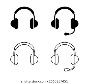 headphone icon set. simple headset icons. Customer service. Customer support. Design element suitable for website, print design or app. Vector illustration.