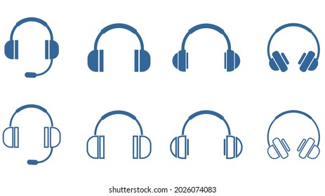 símbolo de signo de veactor del conjunto de iconos de auriculares