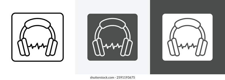 Headphone icon set vector art