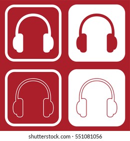 Headphone icon set . Vector illustration