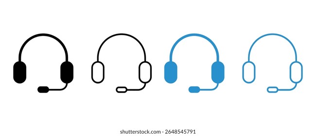 Ícone de fone de ouvido define vetor isolado no fundo branco 