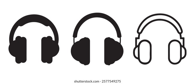 Headphone icon set vector on white background. Silhouette headphone icon. outline headphone icon vector on white background