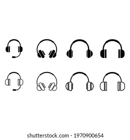 headphone icon set vector sign symbol