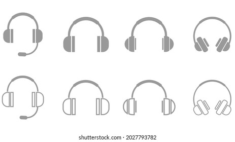 headphone icon set vector sign symbol