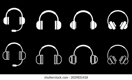 headphone icon set vector sign symbol