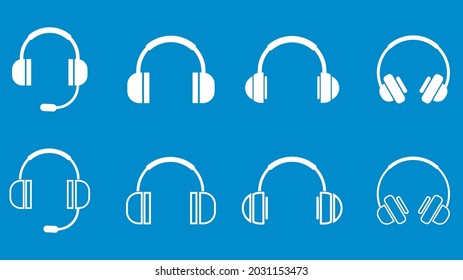 headphone icon set vector sign symbol