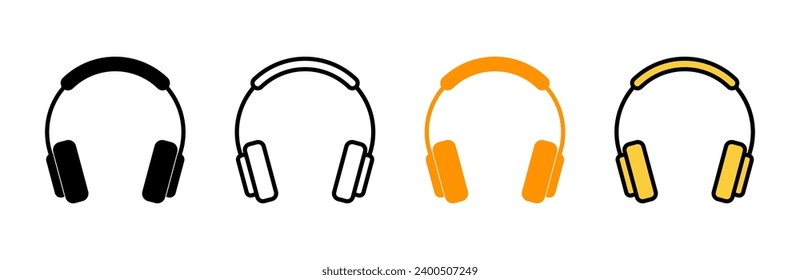 Vector de conjunto de iconos de auriculares. símbolo y señal de auriculares