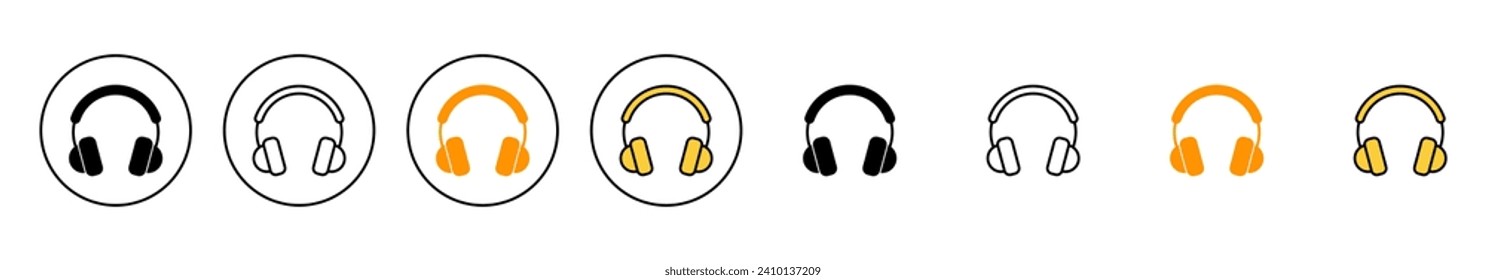 Vector de conjunto de iconos de auriculares. símbolo y señal de auriculares