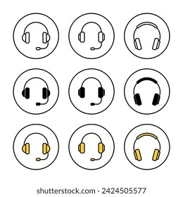 Vector de conjunto de iconos de auriculares. signo y símbolo de auriculares