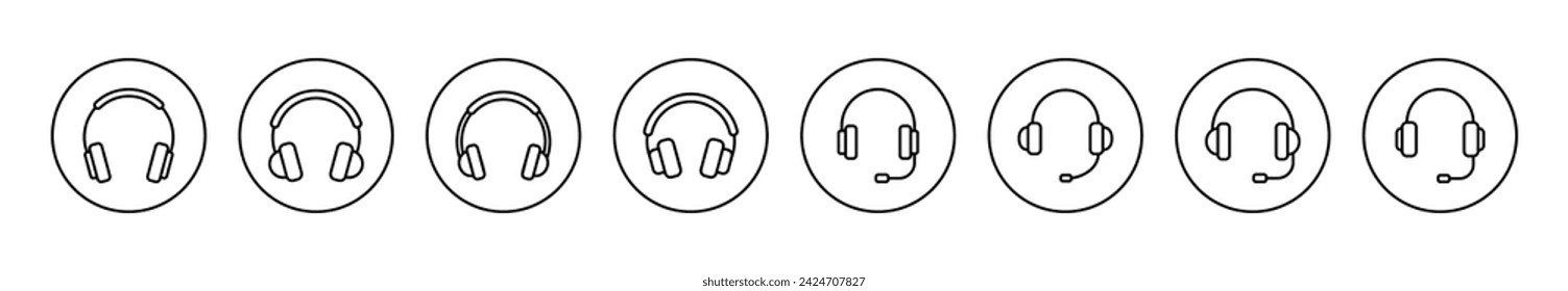 Headphone icon set vector. headphone sign and symbol