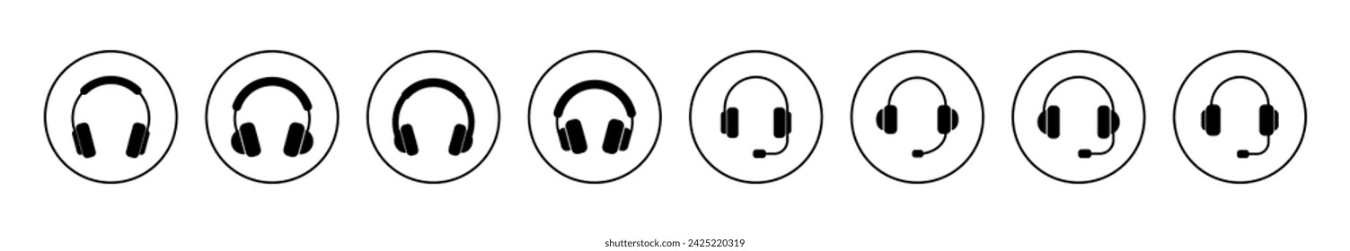 Headphone icon set vector. headphone sign and symbol