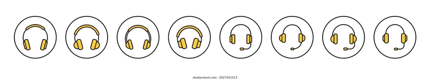 Vector de conjunto de iconos de auriculares. signo y símbolo de auriculares
