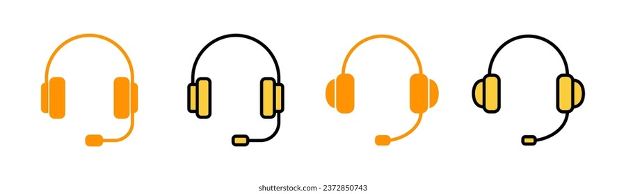 Juego de iconos de auriculares para la aplicación web y móvil. símbolo y señal de auriculares