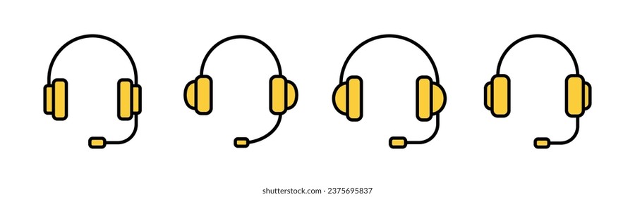 Juego de iconos de auriculares para la aplicación web y móvil. símbolo y señal de auriculares