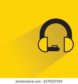 headphone icon with shadow on yellow background