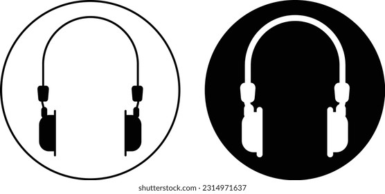 Hoja de iconos de auriculares, línea de estilo plana simple y de forma plana y sólido Isolated vector ilustración sobre fondo blanco. Para aplicaciones, logotipo, sitios web, símbolo , UI, UX, gráfico y diseño web. EPS 10.