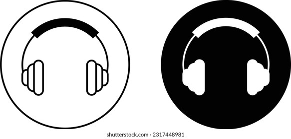 Headphone icon sheet, simple trendy flat style line and solid Isolated vector illustration on white background. For apps, logo, websites, symbol , UI, UX, graphic and web design. EPS 10.
