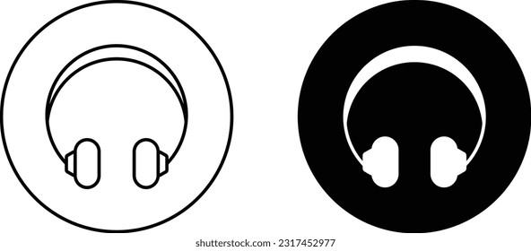 Headphone icon sheet, simple trendy flat style line and solid Isolated vector illustration on white background. For apps, logo, websites, symbol , UI, UX, graphic and web design. EPS 10.