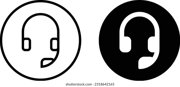 Headphone icon sheet, simple trendy flat style line and solid Isolated vector illustration on white background. For apps, logo, websites, symbol , UI, UX, graphic and web design. EPS 10.
