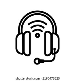 Headphone icon with signal. icon related to electronic, technology, smart device, line icon style. Simple design editable